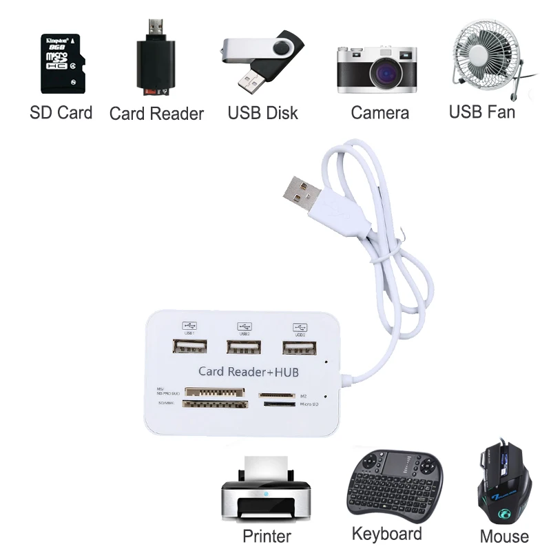 Multi USB Splitter Hub Combo All In One 3 Ports Micro 2.0 Card Reader for PC Computer Accessories High Speed | Компьютеры и офис