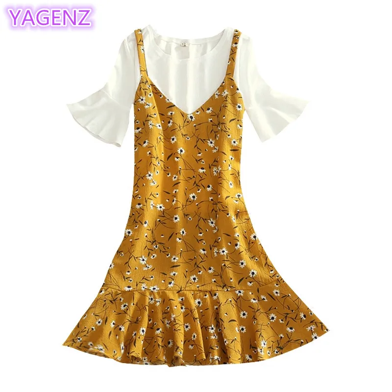 Женское летнее платье новый женский костюм из двух предметов трикотажный топ +