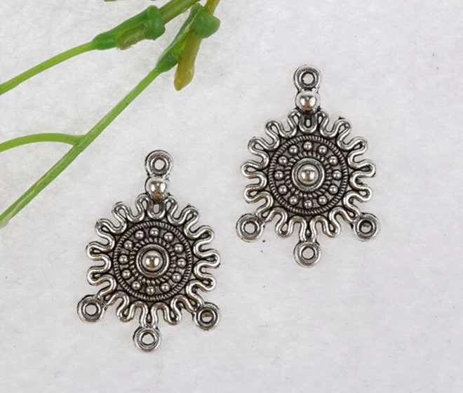 Винтажная серебряная подвеска в виде цветка с тремя отверстиями для