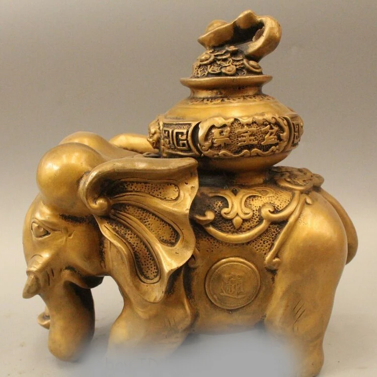 SUIRONG---725 + 9 &quotКитай латунь Счастливый Слон богатства шар с сокровищами Бутылка