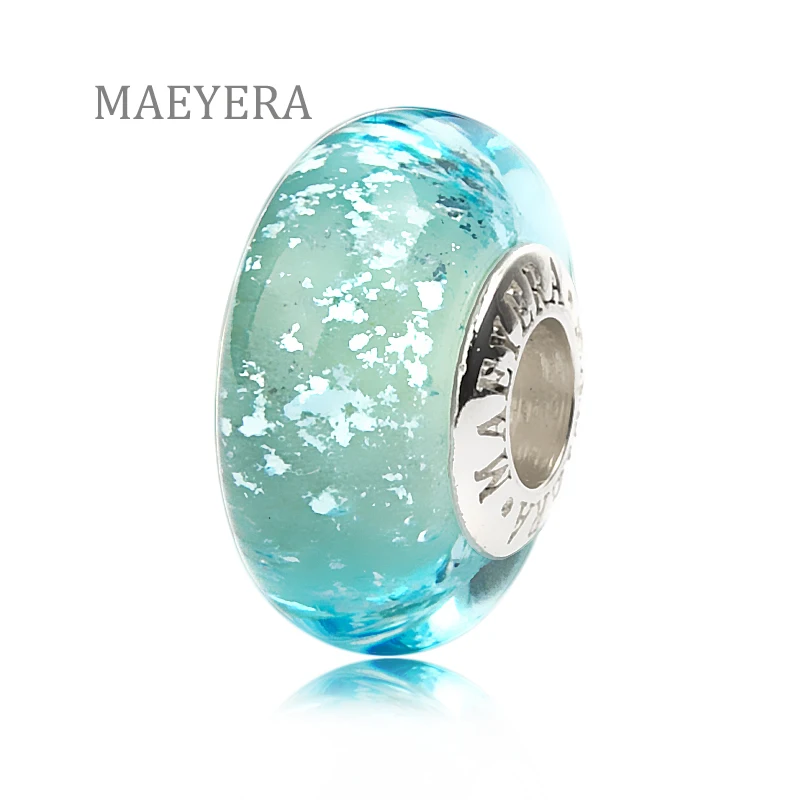 MAEYERA 925 пробы серебряные лампворк бусины для неглубокого озера синее муранское