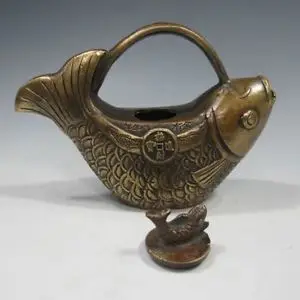 Китайский ручной работы чайник и крышка в форме рыбы w Kangxi Mark садовое украшение 100%