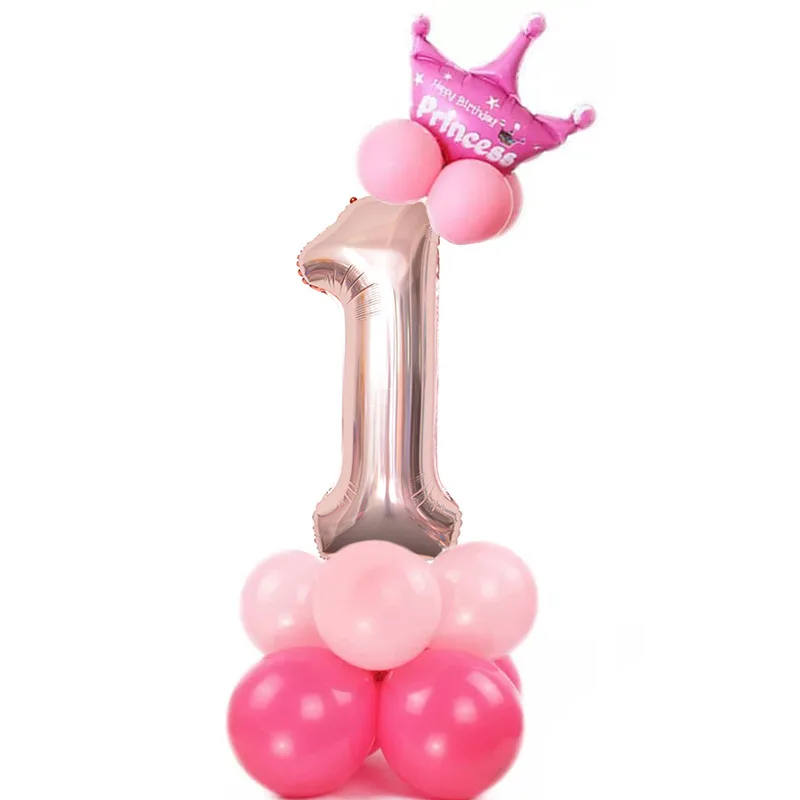 pink1 15 шт./лот, фольгированные шары с цифрами, воздушные шары для дня рождения, Детские воздушные шары для дня рождения, праздничные вечерние украшения - Цвет: pink1
