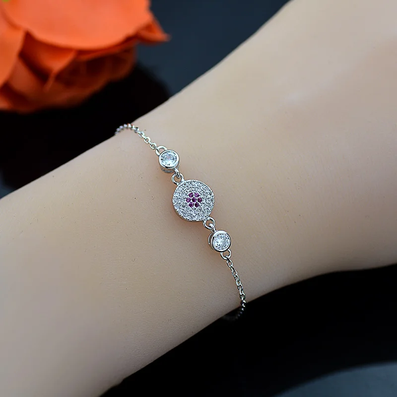 Tisvina Blue Evil eye Bracelets for Women 925 Sterling Silver Jewelry Heart &amp Crown Chain Bracelet With CZ Fine Workmanship | Украшения