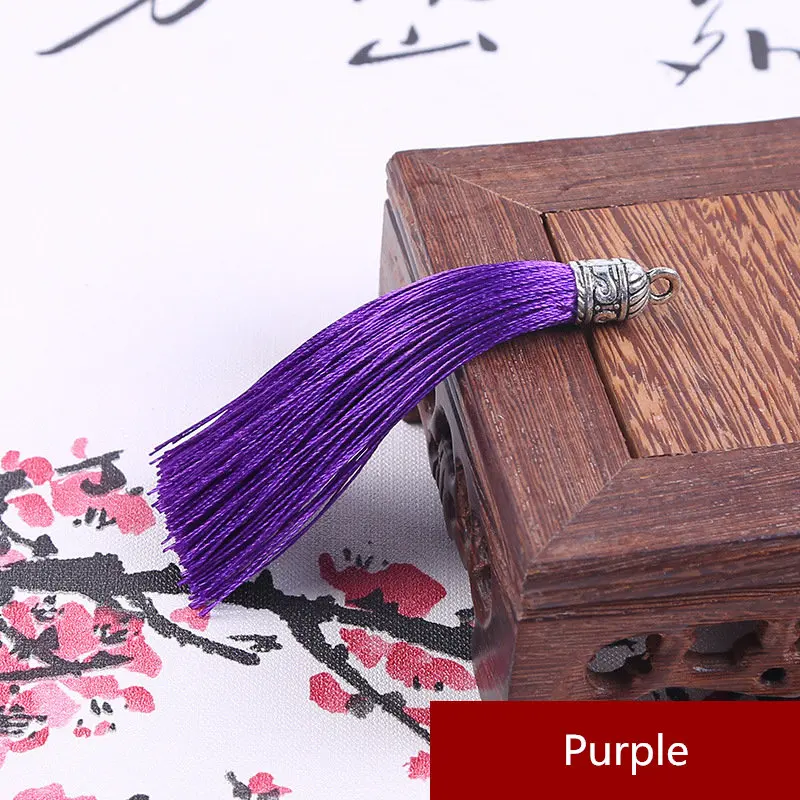 Purple 10 шт. большой металлический колпачок кисточка ювелирные изделия занавески одежды декоративные аксессуары DIY Ключ сотовый телефон сумка бахрома отделка кисточки кулон - Цвет: Purple