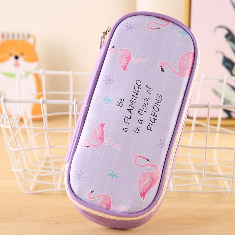 Purple pen bag Творческий Карандаш Чехол из искусственной кожи ручка сумки на молнии сумки для карандашей ручек большой ящик для хранения сумка, школьные принадлежности канцелярский пенал для карандашей - Цвет: Purple pen bag