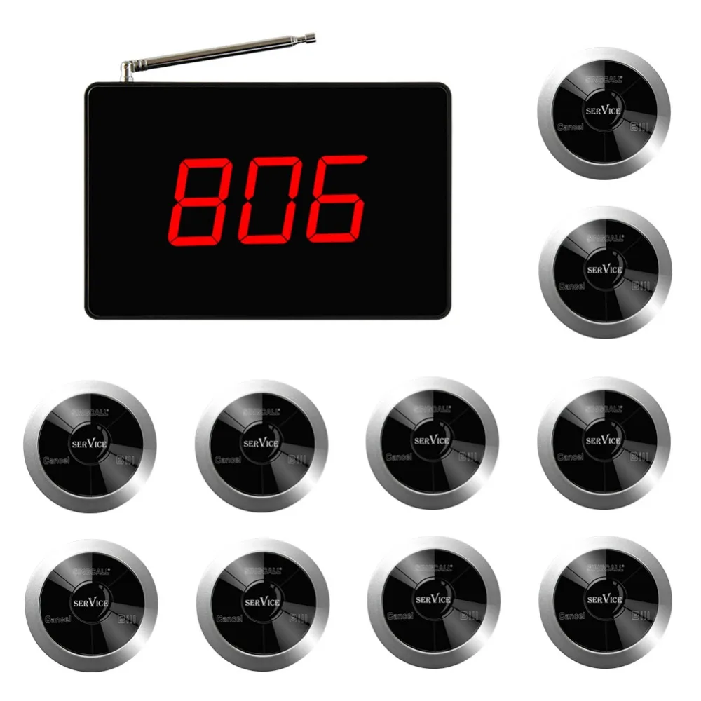 Беспроводная система вызова SINGCALL 10 клиентов водонепроницаемый пейджер с услугой