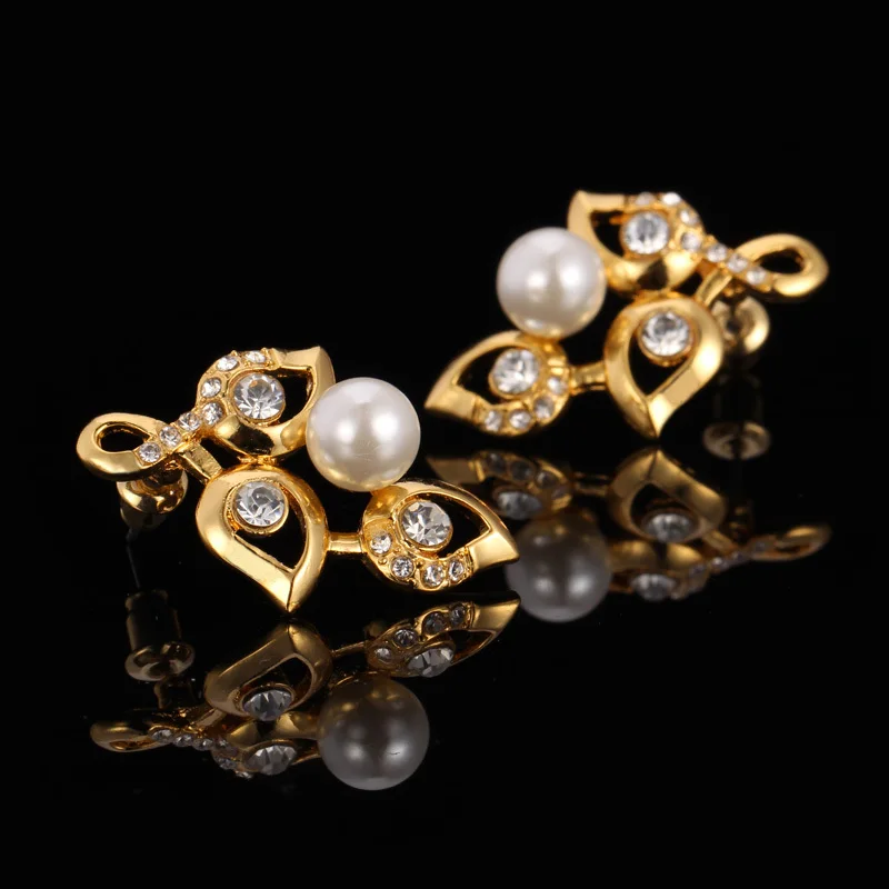 Kpop High Quality Simulated Pearl Beads Earring For Women Gold Color Rhinestone New Design Earrings Fashion Jewelry Brand E612 | Украшения