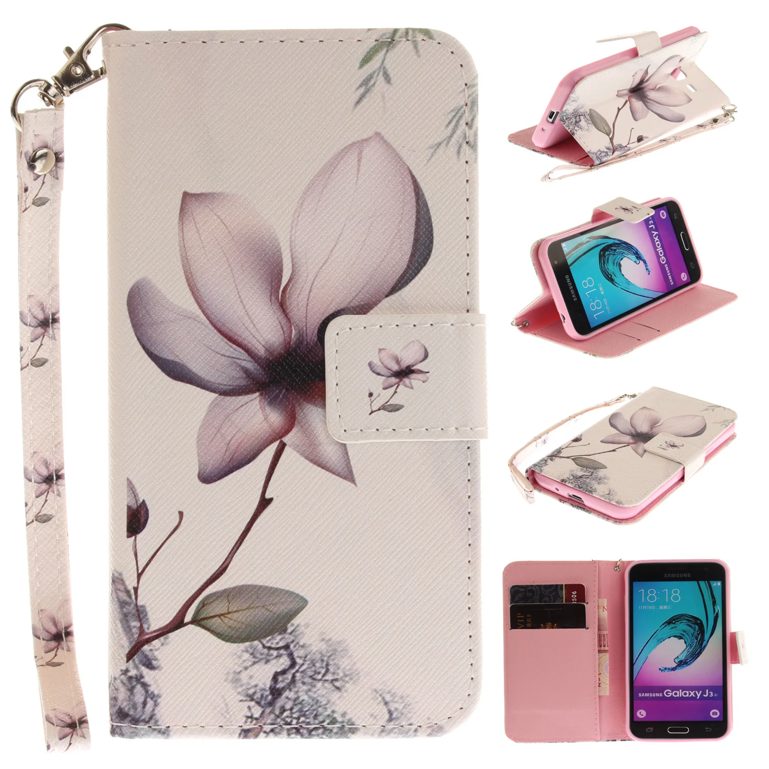 Flip Case For Samsung Galaxy J3 2016 J320 J 3 320 Phone Leather Cover SM-J320 SM-J320F SM J320H J320F J320p J320Fn J320F/DS | Мобильные