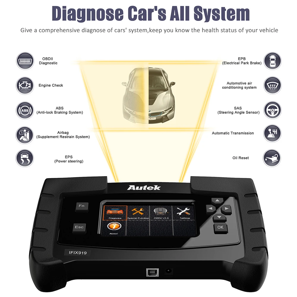 Autek IFIX919 полная система OBD2 автомобильный сканер ECU SRS SAS ABS кровотечение EPB сброс