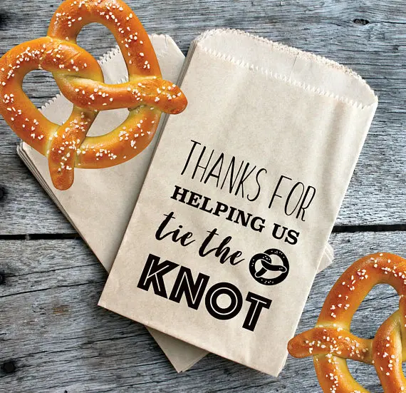 

custom name Thanks For Helping Us Tie The Knot wedding Pretzel candy Buffet lolly bags birthday Bakery Cookie goody gift pouch