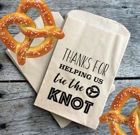 custom name thanks for helping us tie the knot wedding pretzel candy buffet lolly bags birthday bakery cookie goody gift pouch