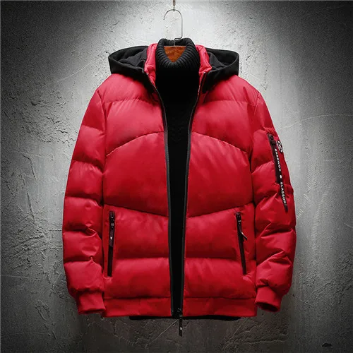 Красный Размера плюс 4XL 5XL 6XL 7XL Для мужчин с капюшоном зимняя куртка с хлопковой подкладкой теплые куртки 102 - Цвет: Красный