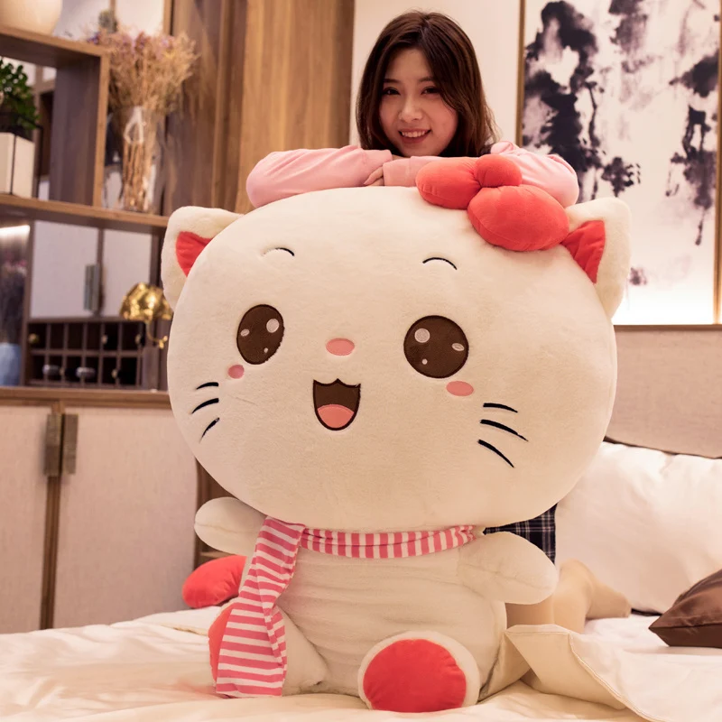 1 шт. 50/60/70 см Kawaii большое лицо улыбающийся Кот плюшевые игрушки милый мультфильм игрушечная кошка прекрасный животных мягкая подушка подарок ребенку на Рождество