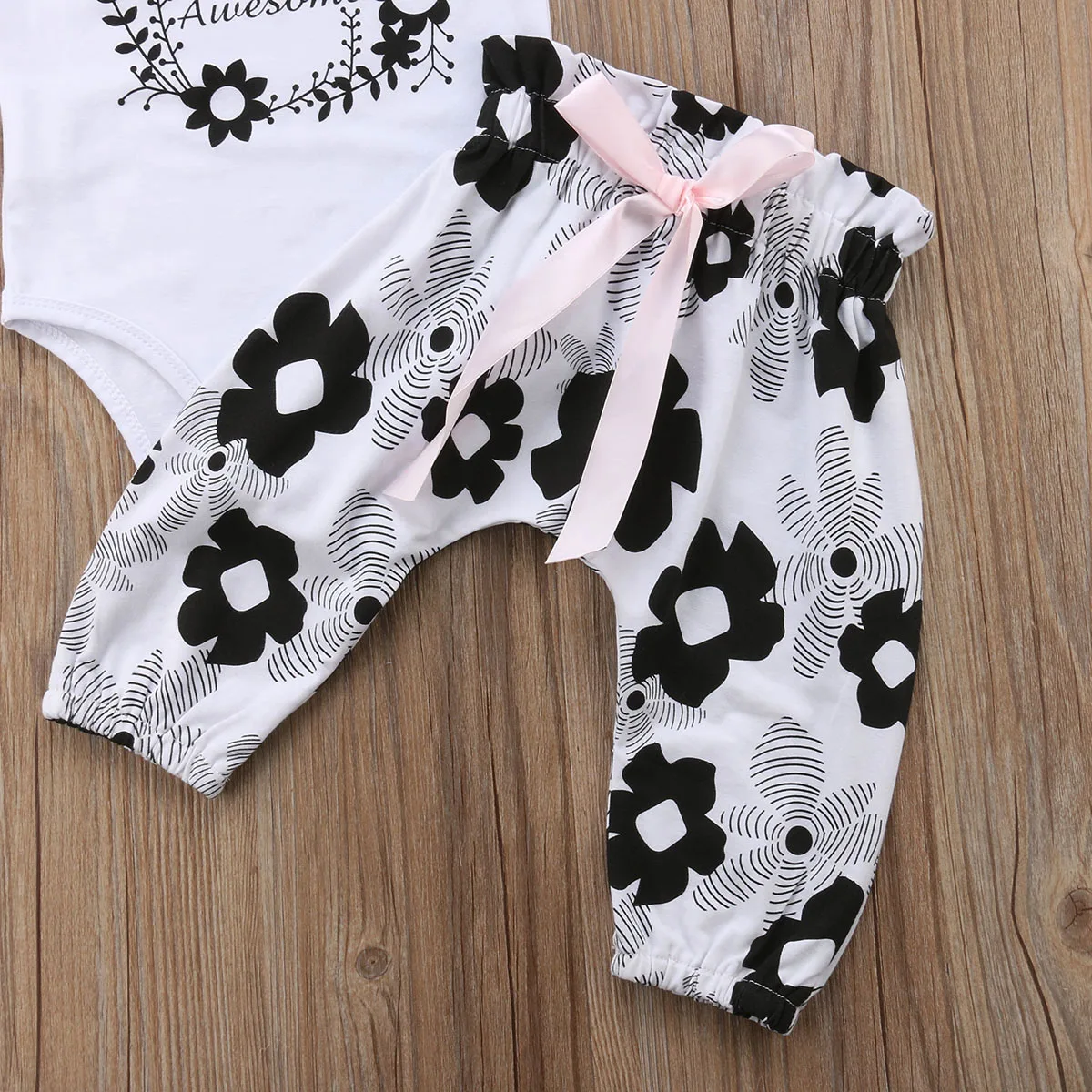Baby Girl Tops Bodysuits Pants Headbands Outfit Set Clothes Newborn Girls Clothing Flower 0-24M | Детская одежда и обувь