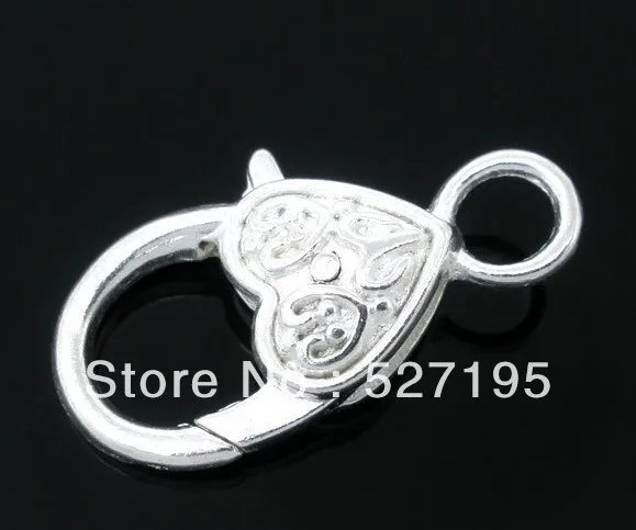 

Free Shipping 50pcs Silver Plated Heart Shape Lobster Clasps 25x13mm Jewelry Findings Wholesales