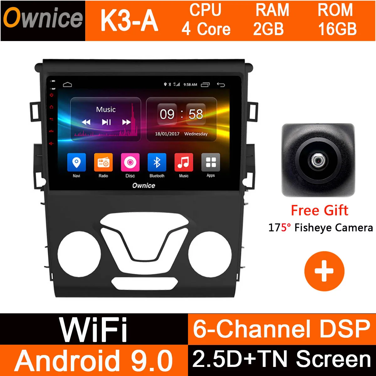 " ips Octa 8 Core Android 9,0 автомобиля gps DVD радио плеер для Ford Mondeo 2013 аудио стерео Мультимедиа 4G, Wi-Fi - Цвет: K3-A