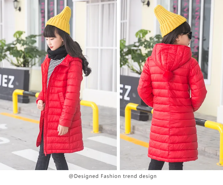 Зимняя пуховая Jackets5 14Y для девочек длинная Детская куртка с капюшоном теплая