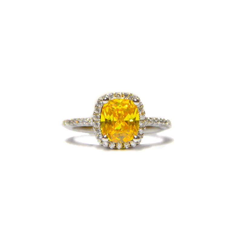 Yellow CC одноцветное 925 серебряных колец для Для женщин 7*9 мм кубический цирконий прямоугольник камень для невесты, для свадьбы, помолвки обручальное кольцо Bijoux CC595 - Цвет основного камня: Yellow