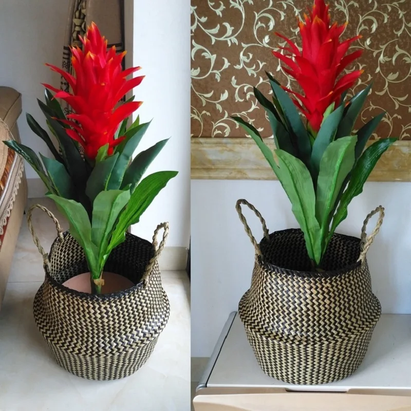 WHISM складные Seagrass цветочные горшки для выращивания ротанговая корзина растения горшки Прачечная Цветочная корзина для хранения для дома, комнаты, офиса садовые горшки