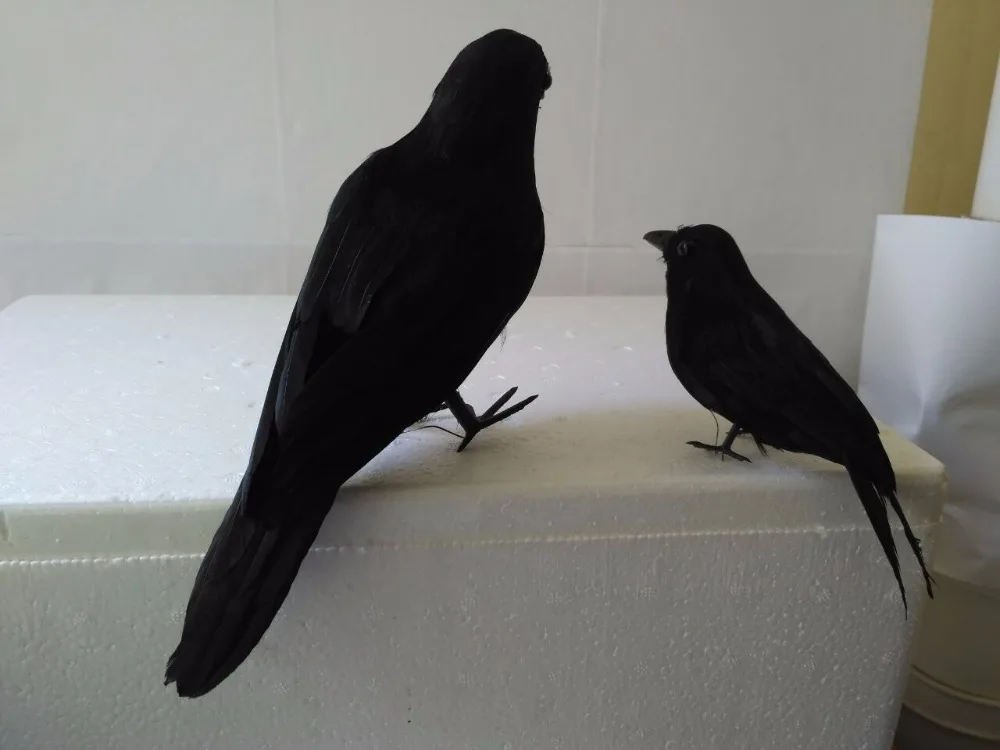 Реквизит для Хэллоуина Имитация Черной вороны птицы из пенопласта и перья