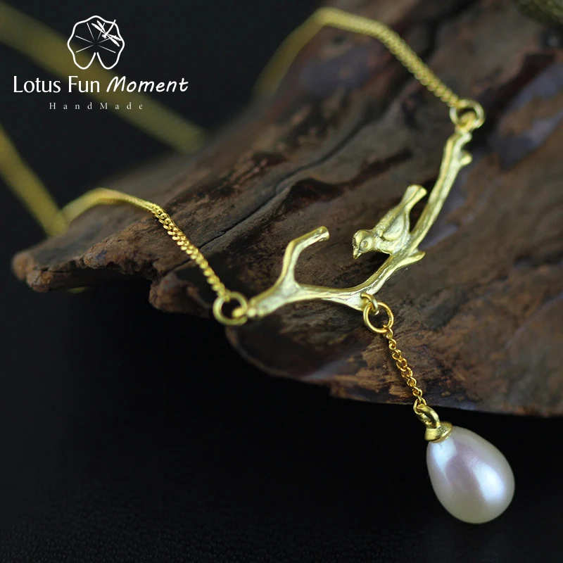 Lotus Fun Moment реального 925 пробы серебра натурального жемчуга ручной работы Модные