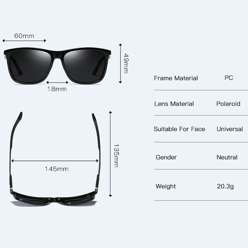 

Brand Design Fashion Mens Polarized Sunglasses Men Classic Square Mirror Sun Glasses Aluminum Magnesium Leg UV400 Eyewear 2019