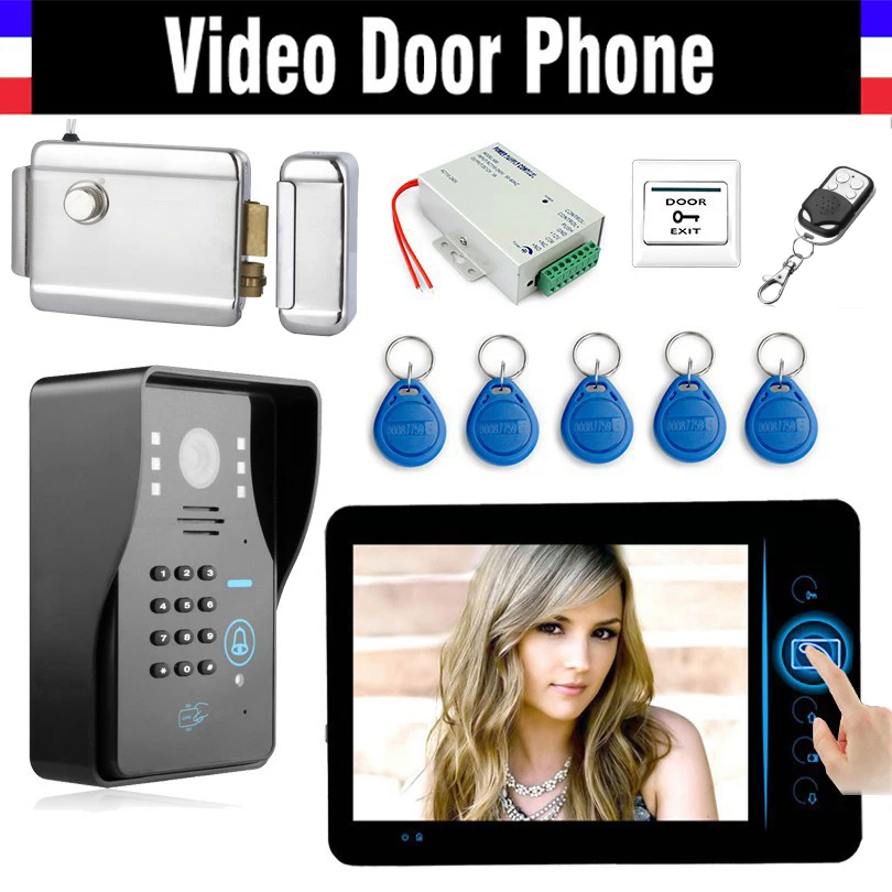 

7" Wireless Video Doorbell Kit Video Intercom Door Phone with Code RFID Keyfob Electronic Lock wireless controller Exiit Button