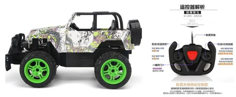32 см Радиоуправляемая машина 1/14 4WD водительский автомобиль Двойной Мотор привод Bigfoot автомобиль пульт дистанционного управления модель автомобиля светодиодный внедорожник игрушка - Цвет: graffiti handdle