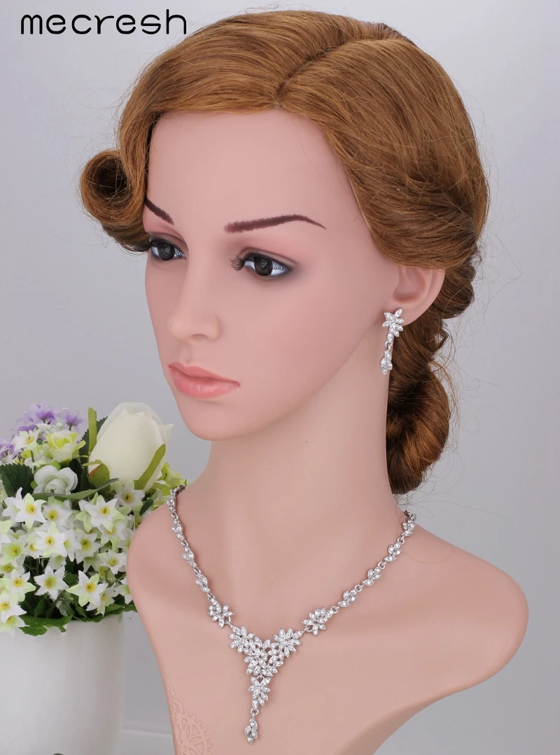 Mecresh листья с украшением в виде кристаллов Наборы свадебных ювелирных изделий