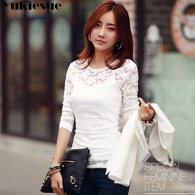 Кружевная блузка женская рубашка блузки женские топы и с длинным рукавом зимние