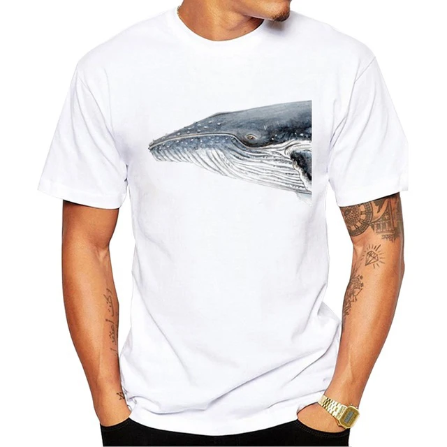 Хипстер Humpback Whale Portrait Мужская футболка с коротким рукавом винтажные топы принтом