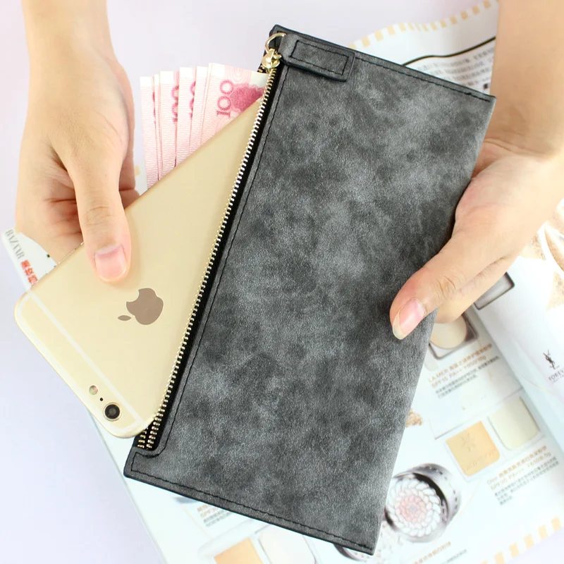 new womens long wallets female fashion pu leather zipper clutch wallet coin purses mobile phone bags lady card id holders free global shipping