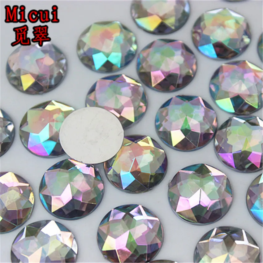 Круглые кристаллы Micui ZZ673 50 шт. 20 мм акриловые стразы с плоским основанием клейкие