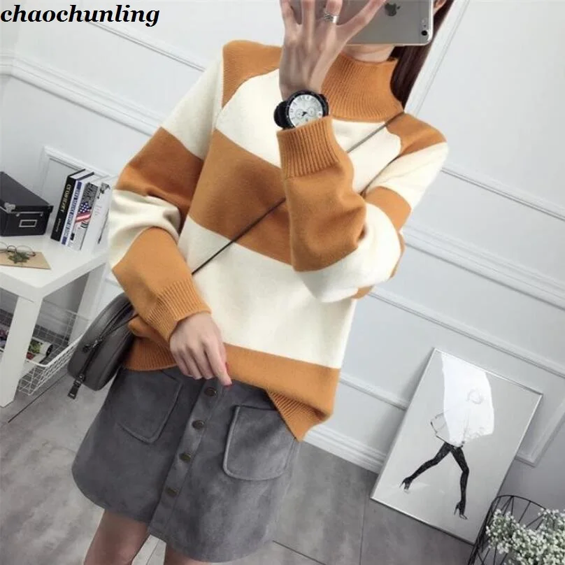 2018 новые зимние Для женщин шить смешанный Цвет Пуловеры для Европа и Америка Леди