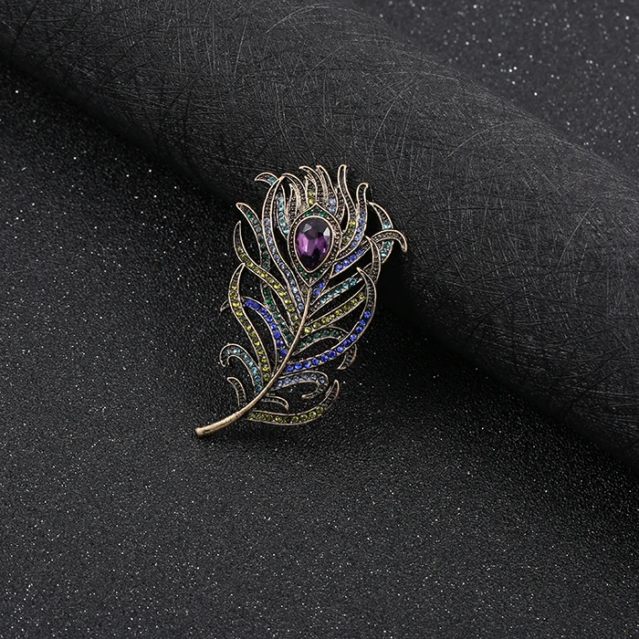 Цинковый сплав горный хрусталь листьев Дизайн большой Броши для Для женщин леди
