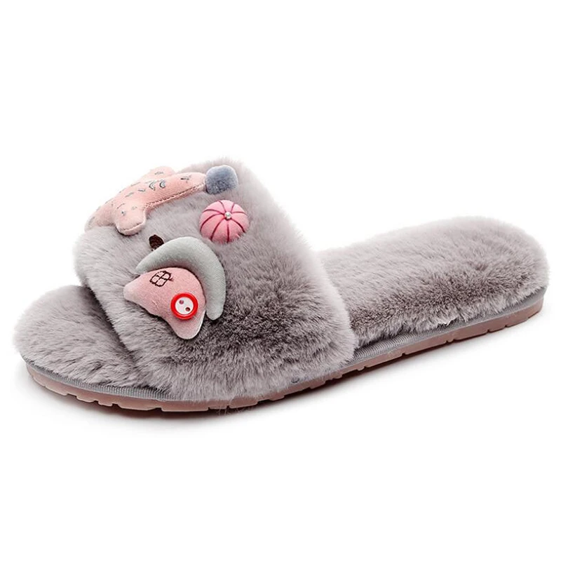 Зимние женские домашние тапочки с толстой подошвой милые плюшевые героями
