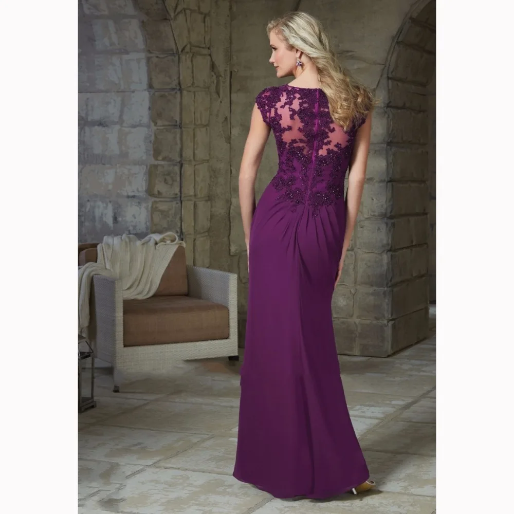 Мода 2017 черный русалка вечернее платье длинные кружева фиолетовый шифон v шеи