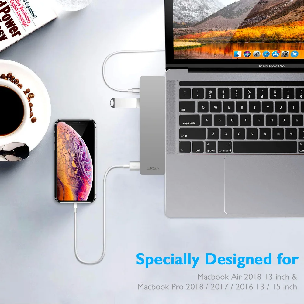 EKSA USB-C концентратор к HDMI адаптеру Thunderbolt 3 USB C док-станция с 0 PD TF SD кардридер Typc для