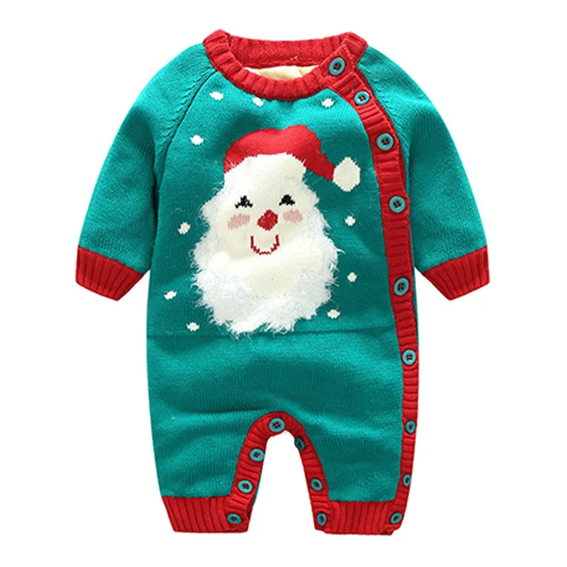 Рождественские теплые детские комбинезоны зимняя одежда для новорожденных