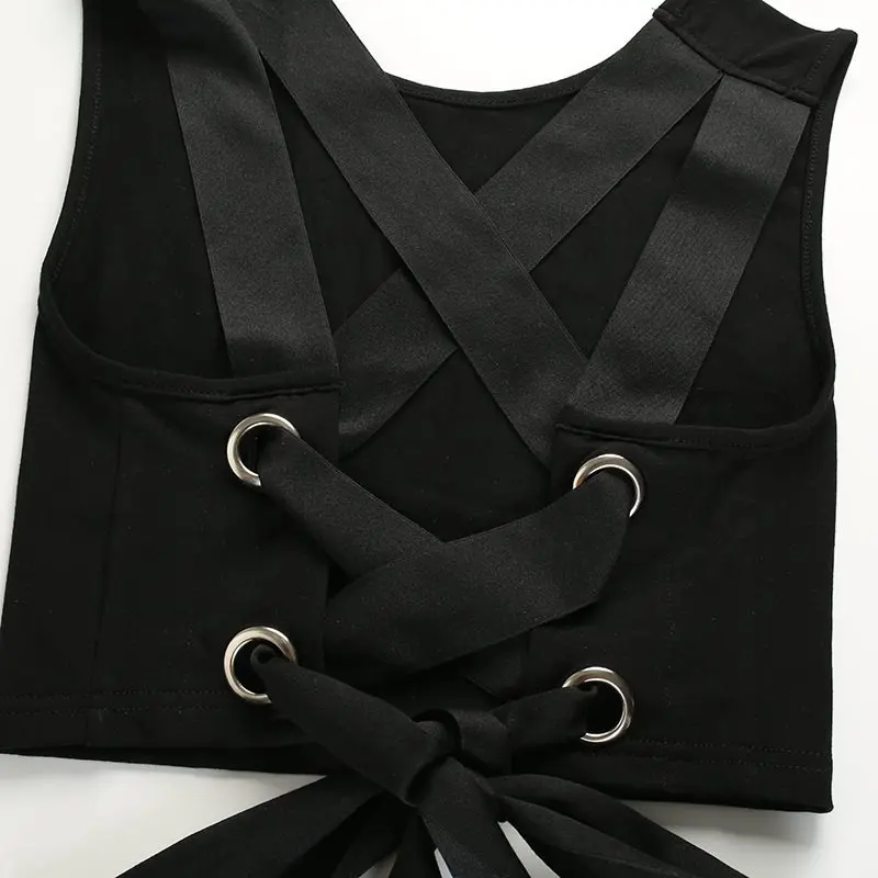 Летний сексуальный клуб шикарный Панк Черный готический женские укороченные