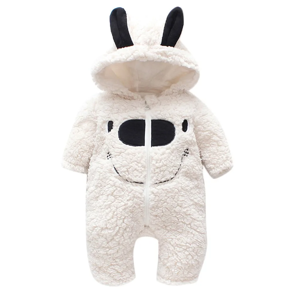 Белый LONSANT/детские комбинезоны с капюшоном и длинными рукавами; Одежда для маленьких мальчиков; Dos Desenhos Animados Menina Infantil; детские зимние комбинезоны; N30 - Цвет: Белый