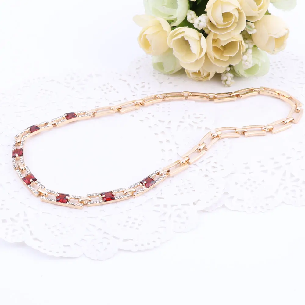 Свадебные вечерние комплекты ювелирных украшений для женщин модные красные