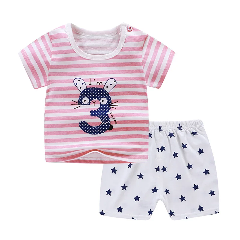 2019 New Children's Suite Summer Cotton Baby Girls Boys Clothes Short Sleeved Shorts Two-piece Set Boutique Kids Clothing | Детская