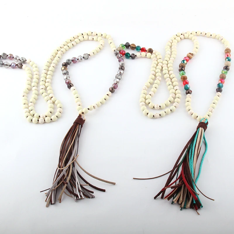 MOODPC модные богемные ювелирные изделия камень стекло длинное узелковое ожерелье