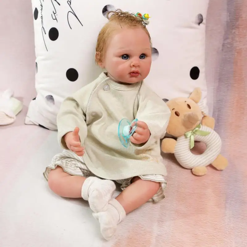 

Boutique Bebes reborn silicone baby doll toys gift 52cm lifelike real skin painted handmade iCradle doll reborn