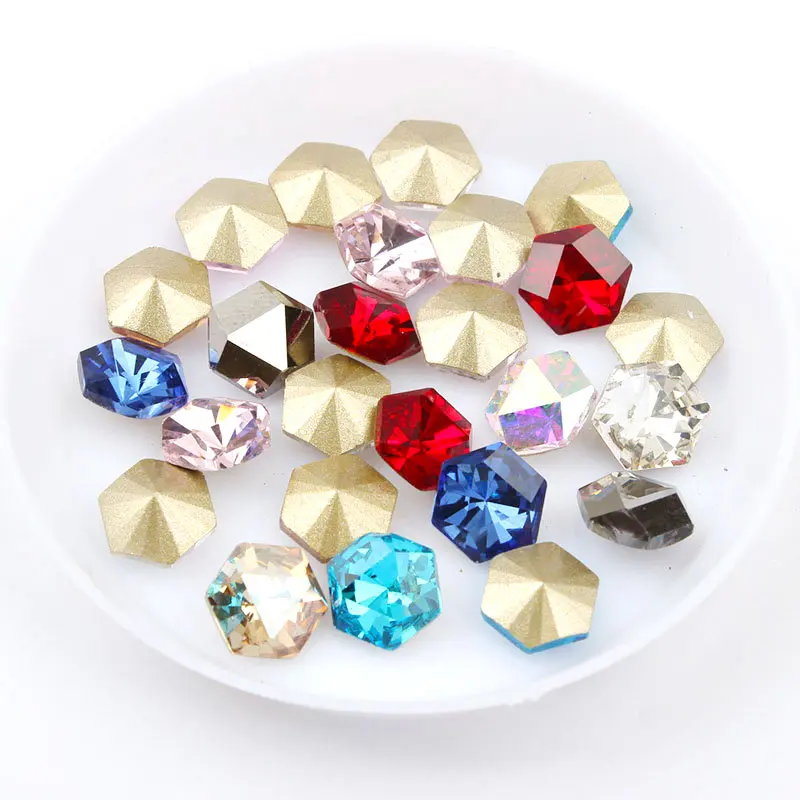 Mix color Hexagonal 8x8 мм шестигранный кристалл камень стекло клей на Стразы для одежды камни декор одежды аппликация аксессуары Стразы ремесла - Цвет: Mix color Hexagonal