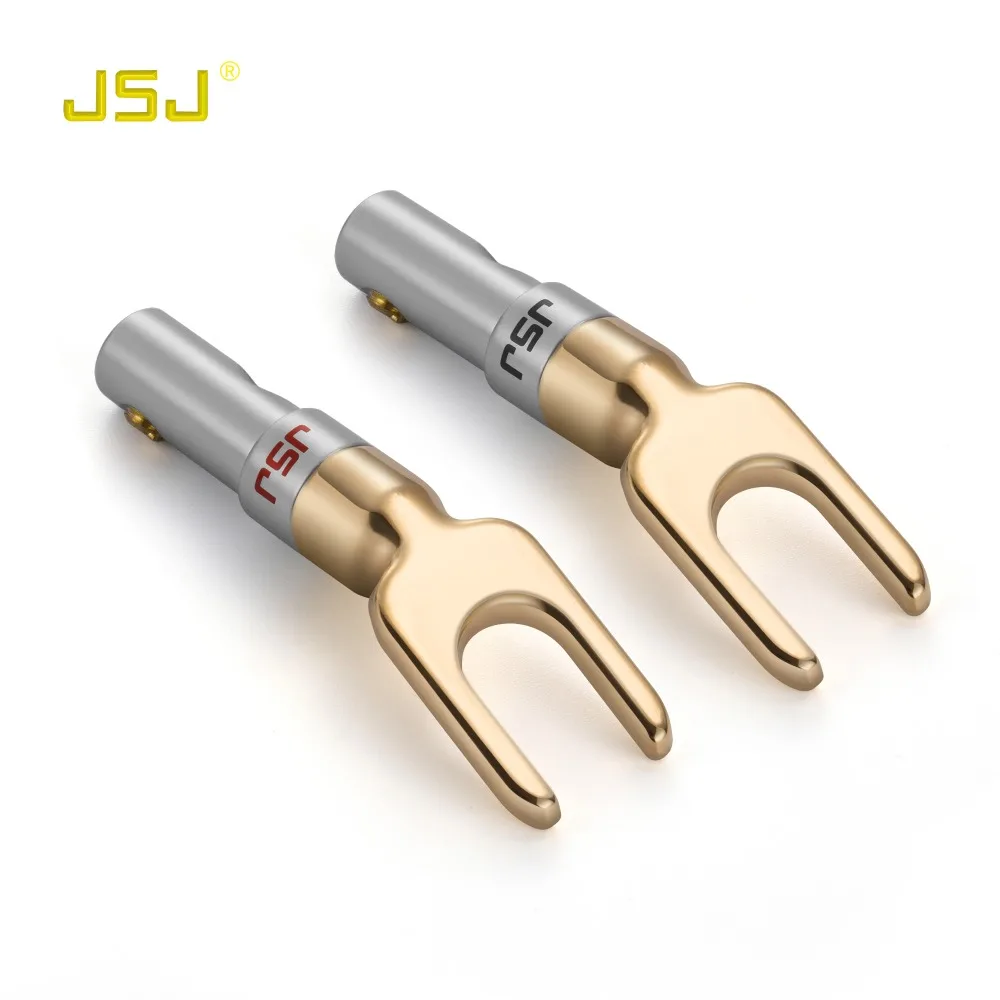 JSJ 4 шт./лот 24K позолоченный Y Spade банановый динамик Вилки Аудио Винт Вилка