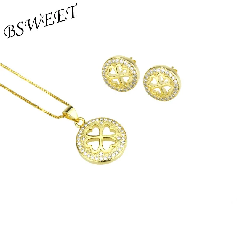 BSWEET Новый Золотой/Серебряный медный белый кубический цирконий круглый