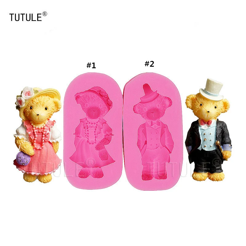 

Gadgets - Bear boy or girl silicone cake mold-3D bears in love Flexible Silicone Mold-polymer clay, mould